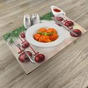 ABAKUHAUS Christmas Place Mats, Red Ball Ribbons, Washable Fabric Dining