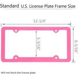 Pink License Plate Frame, 2 PCS License Plate Holder, Universal American Auto License Plate Frame Rust-Proof, Rattle-Proof, Weather-Proof