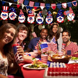 24 Packs 4th of July Crafts Patriotic Crafts Kits for Kids Felt Patriotic Gnomes Independence Day Decoration Patriotic Crafts for Kids Make You Own Patriotic Gnomes Hanging Ornament DIY Party Supplies