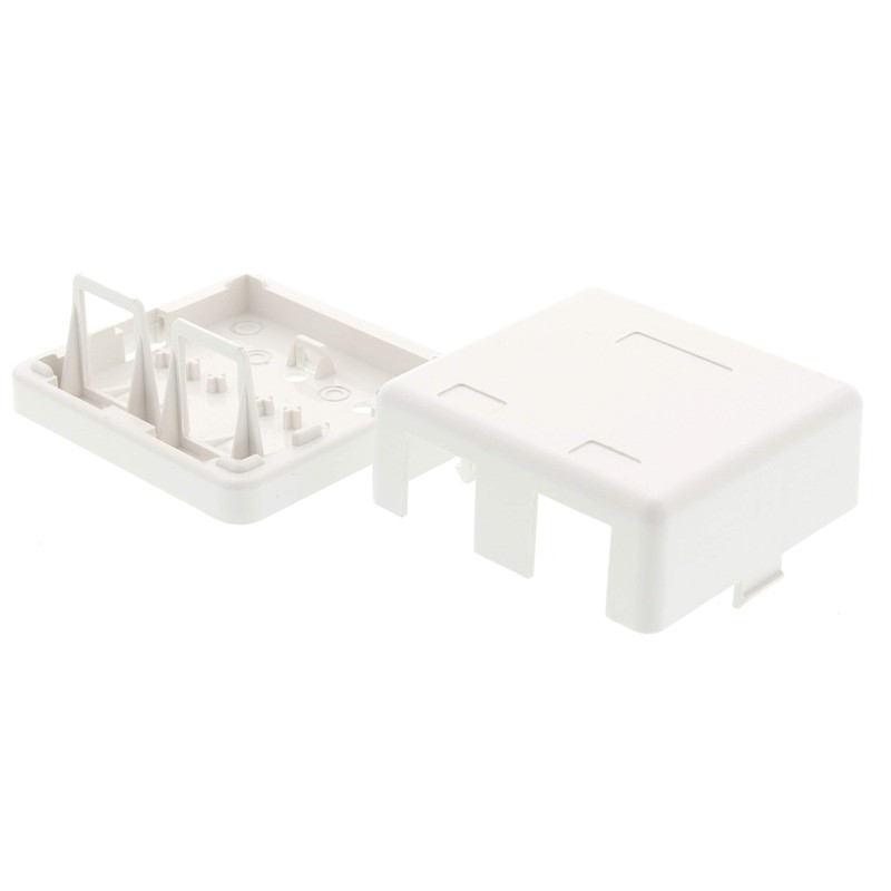Networx 2-Port Ethernet Keystone Jack Surface Mount Box, Unloaded, White