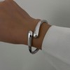 Silver Bangle Bracelets for Women Trendy Teardrop Bangle Chunky Adjustable