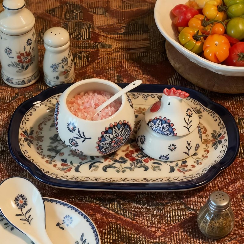 13OZ Ceramic Salt Cellar with Lid and Spoon,Chicken Salt Container