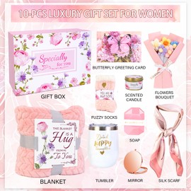 Birthday Gifts for Women Friendship Self Care Package Gifts for Women Get Well Soon Gift Baskets Relaxing Blanket Gifts Box for Sister Mom Wife Friend Her Fantasy Box (Pink)