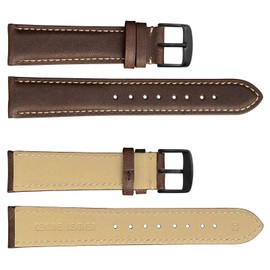 [WOCCI] Watch Strap 14mm 16mm 18mm 19mm 20mm 21mm 22mm 23mm 24mm Genuine Leather Replacement Strap Vintage Leather Watch Band Black Buckle, 23 mm, Leather
