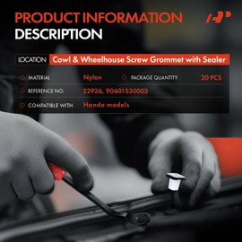 A-Premium 20PCS Nylon Cowl & Wheelhouse Screw Grommet with Sealer Compatible with Honda CR-V 2017-2024, Civic, Accord, Pilot, Fit, HR-V, Prelude, Insight, Clarity, S2000 - For 8mm x 8mm Hole