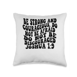 Joshua 1 9 Be strong and courageous Retro Vintage Christian Throw Pillow