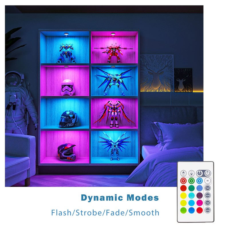 MYPLUS Under Cabinet Lighting Kit, RGB Puck Lights with Remote