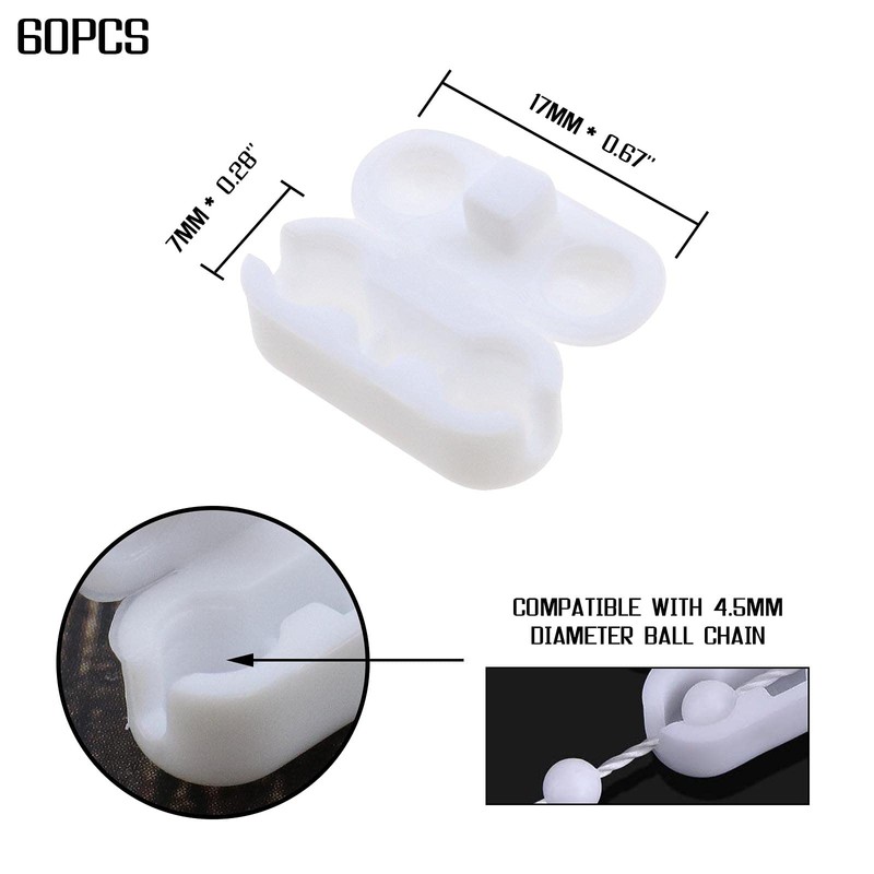 EMSea 60Pcs Replacement Vertical Roman Roller Blind Ball Chain Cord