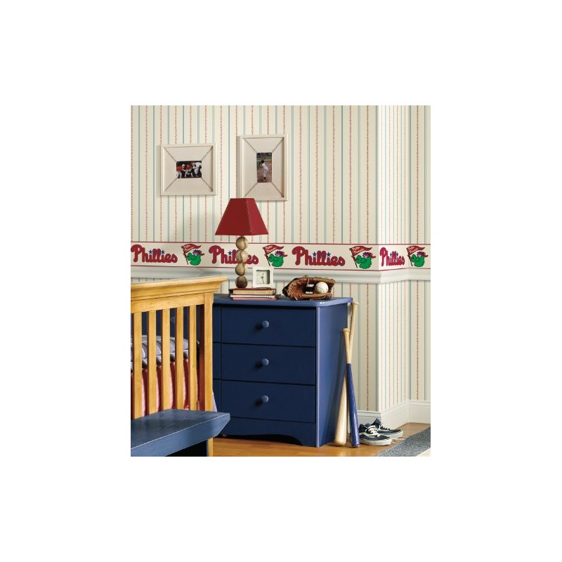 RoomMates York Wallcoverings ZB3299BD L.A. Dodgers Prepasted Border, Bright White/Scarlet
