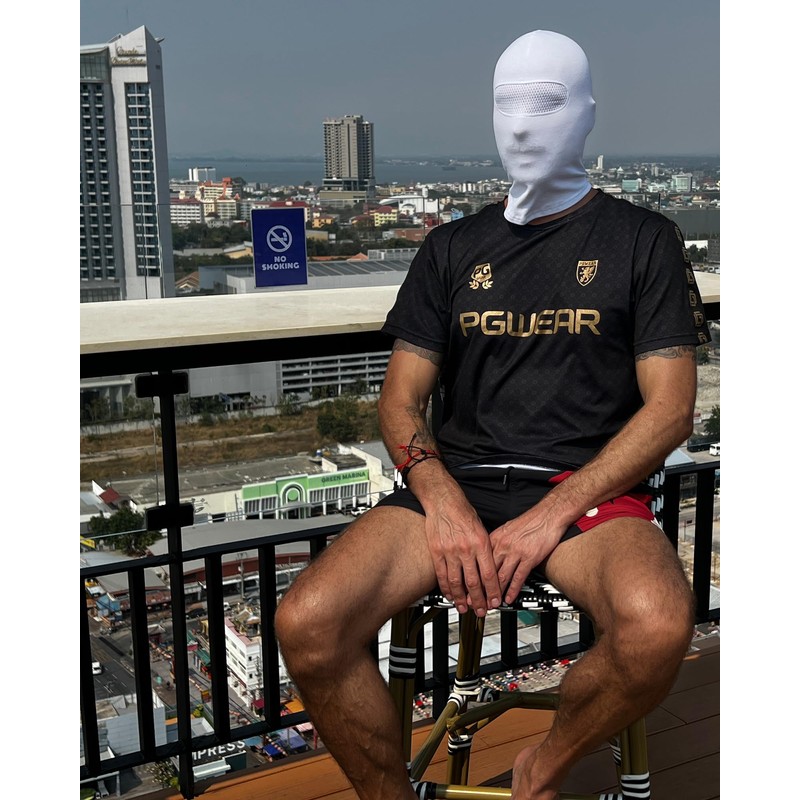 Balaclava in White with Mesh in Front of Eyes for