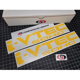 I-VTEC Decals Fat Blinds (2-Pack) Racing Sticker 12" fits Honda Civic Si Type R RSX Select DOHC SOHC Color: (SOHC, Gloss Yellow)
