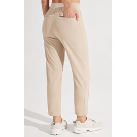 Libin Womens Golf Pants Lightweight 7/8 Ankle Dress Pants for Women Quick Dry Hiking Pants Business Travel Casual, Khaki L