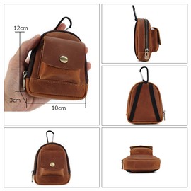 Whatna Ten Naren Thick Hand Cowhide Coin Purse, Coin Purse, 2-Way Mini Sacoche, Carabiner Pouch, Belt Loop, Mini Waist Bag, Genuine Leather, Earphone Storage Case with Carabiner, Black