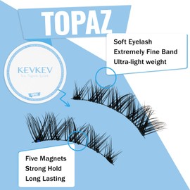 KevKev Magnetic Eyelashes Magnetic Lashes Kit Smaller Magnets False Eyelashes without Eyeliner Reusable No Glue Needed Magnetic Eyelashes Kit with Applicator Easy to Wear and Remove Readily (Topaz)