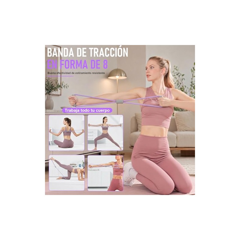 Bandas de Resistencia Elasticas, 8PCS Cuerda Tensión Multifunción, Extractor de