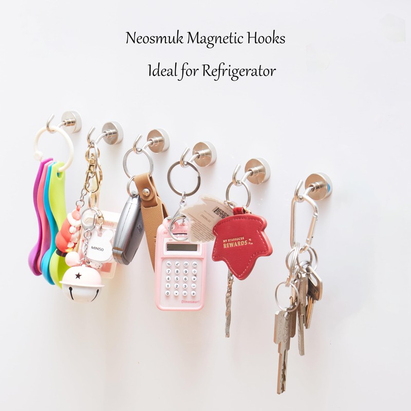 Neosmuk Magnetic Hooks,Heavy Duty Earth Magnets with Hook for Refrigerator,