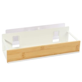 OKOMATCH Bathroom Shelves,Wall Mounted Floating Shelf,Over Toilet Storage Shelf,Metal Bamboo Wall Shelves,Home Storage Organizer Essentials for Bathroom/Living Room/Kitchen/Bedroom(White)