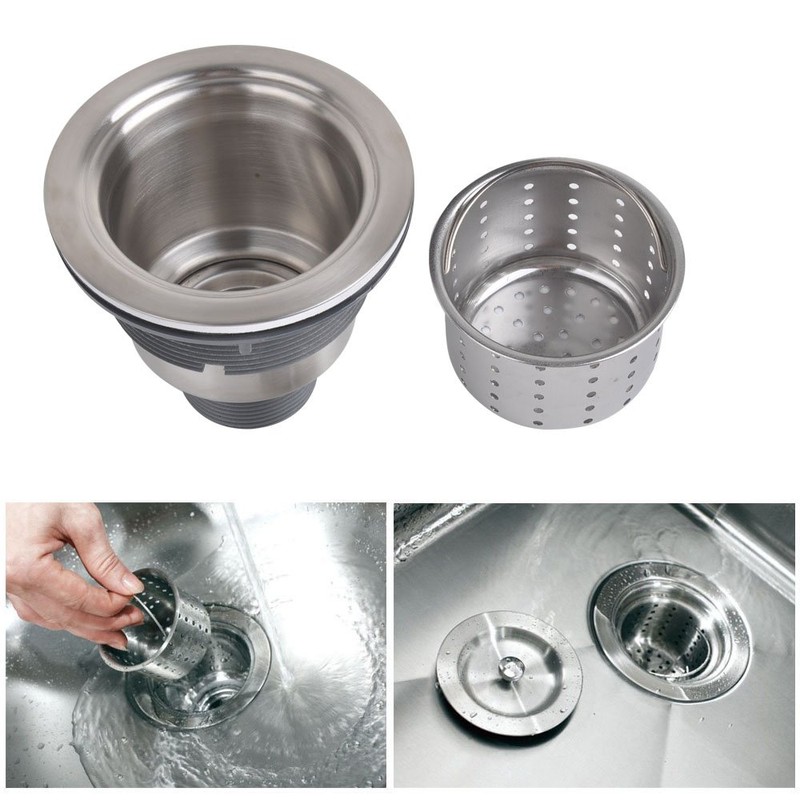 3-1/2 Inch Sink Drain Assembly Kit, Removable Deep Sink Strainer