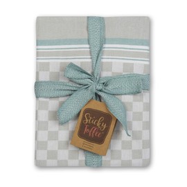 100% Cotton Tea Towel - Teal Grey Chequered Pattern, Pack of 5 | Kitchen Towel Set | Absorbent, Strong, Quick Dry & Machine Washable | for Home Decor & Bathroom Accessories