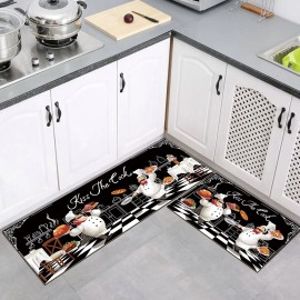 Comfoyar 2 Piece Kitchen Mat Set Non-Slip Waterproof Kitchen Rugs Anti-Fatigue Comfort