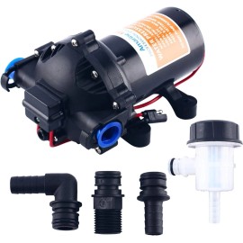Amarine Made 12V 60 PSI 5.5 GPM Water Pressure Diaphragm Pump Self-Priming Pump for Boat RV