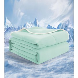 jiaao Summer Cooling Comforter - Lightweight, Breathable, Moisture-Wicking, Ultra-Soft for All-Season, Machine Washable Bedding for Hot Sleepers, Home, Bedroom (Green, Twin (79'' x 90''))