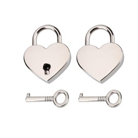RMENOOR 2 Pieces Lock Heart Padlock Heart Lock Mini Vintage Love Lock Heart Shape Silver Love Heart Lock with Keys Heart Locker for Diary Travel Locker Jewellery Storage Box