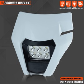 fewfuss Dirt Bike Led Headlight, Motorcycle Enduro Headlight Kit for EXC EXCF SX SXF XC XCF XCW XCFW (White)