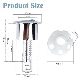 1Pcs Toilet Flush Button, Round Head Dual Toilet Push Button, Cistern Flush Replacement, Toilet Push Button Flush Replacement Compatible with Ideal Cistern Tank Toilet Flush System