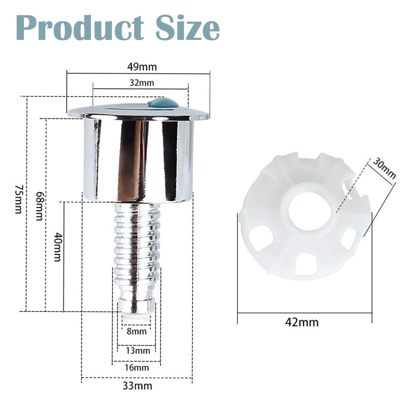 1Pcs Toilet Flush Button, Round Head Dual Toilet Push Button,