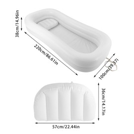 Inflatable Bathtub, 10L/ 2.64 Gal Large PVC Shower Bathtub Inflatable Bathtub for Adults, Rectangle Adult Shower Bath with Electric Air Pump, Free-Standing White Bath Tub for Home, Hospitals