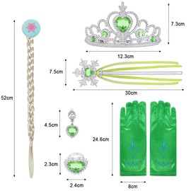 URAQT Princess Dress Up Accessories Set, Include Crown, Wand, and Earring, Princess Dress Up for Girls Party, Cosplay, Six-piece set
