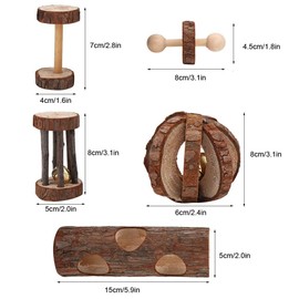 Zerodis Set of 5 Hamster Chew Toys Wooden Toys for Small Animals Activity Game Rabbit Dental Care Toy