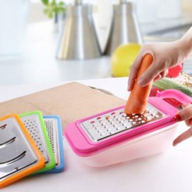 4 in 1 Handy Kitchen Tools & Gadgets, Stainless Steel Multi-Purpose Grater Spiralizer Chopper Set with 4 Adjustable Blades for Grating Cheese Slicing Fruits Vegetables