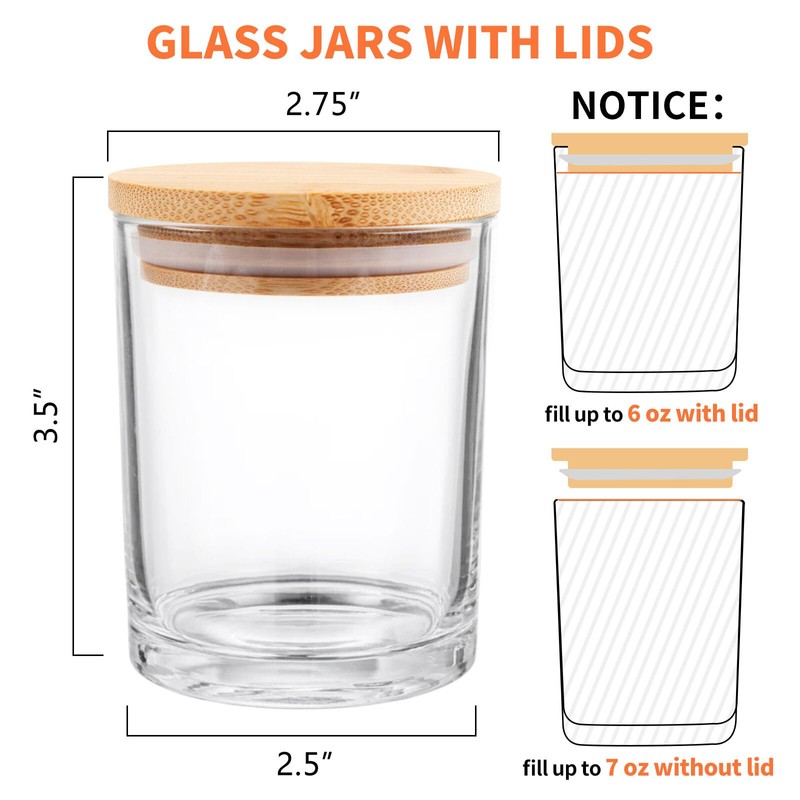 SUPMIND 15 Pack Glass Candle Jars, 7oz Clear Candle Containers
