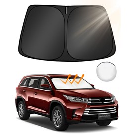 Mekdghro Custom Fit Windshield Sun Shade for Toyo-ta Highlander 2014-2019, Foldable, Easy to Install & Store, Full Coverage, 210T Reflective Fabric, Blocks 99% of UV Rays