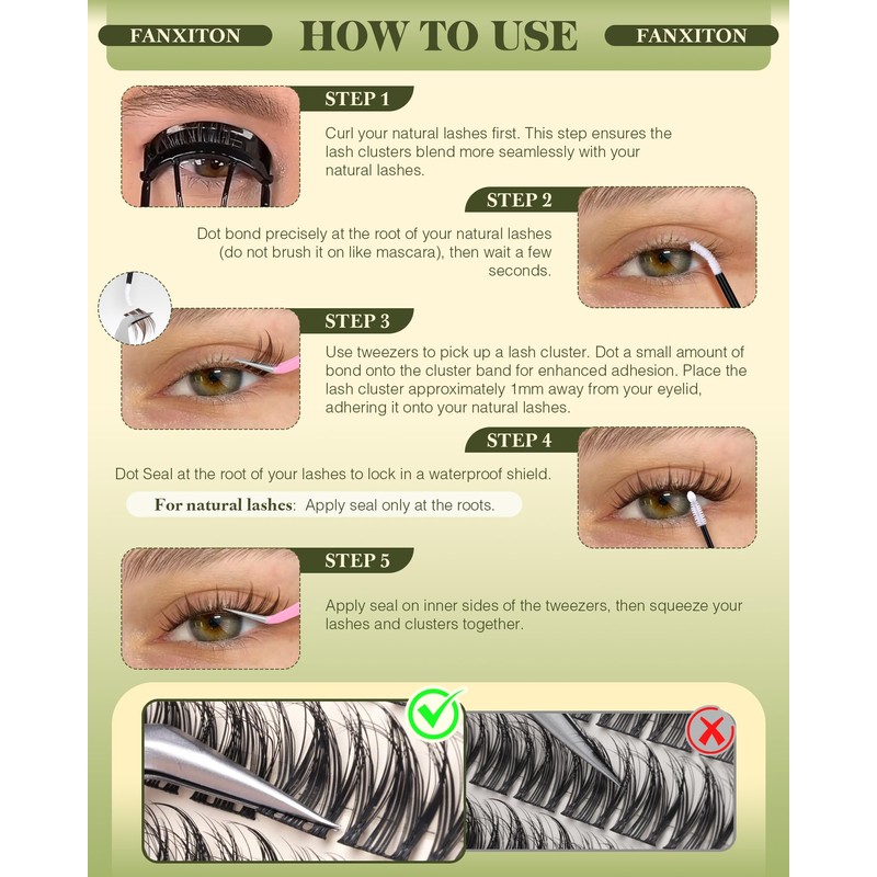 Brown Lash Clusters, Short Wispy Manga Lashes, 144pcs, 10-14mm