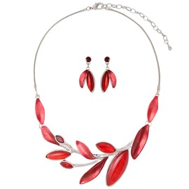 Mycitta Vintage Chunky Statement Jewelry Set Retro Leaf Floral Geometric Bohemian Boho Bib Necklace Earring Set Fashion Costume Jewelry for Women Girls Wedding Party Prom Unique Gift, Resin, Cubic