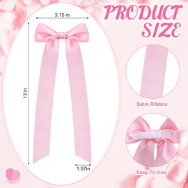 Teenyyou 12 Pcs Pink Candlestick Decoration Bows 13 Inch Self Adhesive Large Decorating Ribbon Gift Bows for Candle Holder Gift Wrapping Wedding Bridal Shower Pink Party Centerpieces Table Decoration