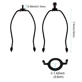 8" Lamp Shade Harp Holder and E26 Light Base UNO Fitter Adapter Converter Finial Set,for Table and Floor Lamps-(Bronze)