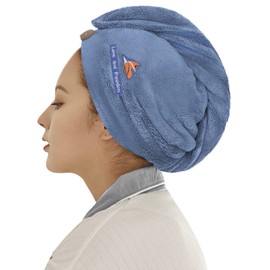 Quick Dry Hair Towel Wrap Super Absorbent Hair Drying Cap Microfiber Dry Hair Hat Hair Turban Towel Turban Wrap with Button Lady Fast Dry Shower Bath Head Wrap Soft Head Towel Cap Hat for Women Girls
