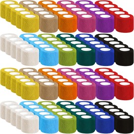 120 Pack Colorful Self Adhesive Bandage Wrap Bulk 2 Inch x 5 Yards Cohesive Bandage,Vet Wrap Breathable Elastic Self-Adherent Tape for Stretch Athletic Sports Wrist Ankle Dogs Pet Vet Wrap 12 Colors
