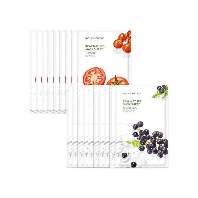 15+15 Real Nature Essence Mask Pack Acai Berry + Tomato