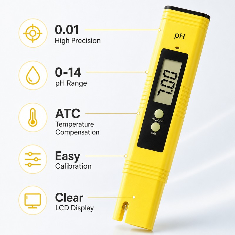 Digital pH Meter for Water Testing – 0.01 Resolution Tester