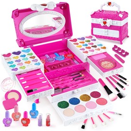 Makeup Set, Girls, Makeup Set, Girls, Makeup Set, Dresser, Children, Elementary School Students, Girls, Present, 4, 5, 6, 7, 8, 9, 10, 11, 12, 13 Years Old, Girls, Birthday Gift, Christmas Gift, Girls, Fashionable, Birthday Present
