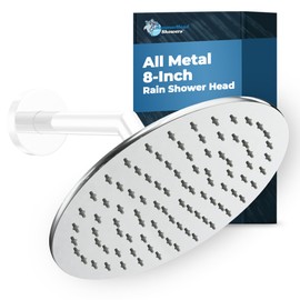 HammerHead Showers® Solid Metal 8 Inch Rainfall Shower Head – CHROME - Shower Head Rainfall - 2.5 GPM High Flow Shower Head Optimized for Pressure – Large Round Rain Shower Heads