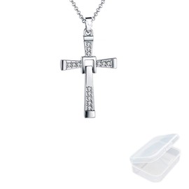 JinYu Dominic Toretto's Cross Necklace Pendant Vin Diesel Necklace Men's Jewelry with Box (Silver), Metal