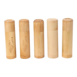 5pcs 12cm Length Travel Bamboo Tea Canister Tea Storage Container Jar for Coffee Beans Nuts 2pcs Orchid Type 3pcs Blank Type