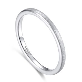 Greenpod 2mm Tungsten Wedding Bands for Women Silver Stackable Sandblast Engagement Rings Comfort Fit Size 8