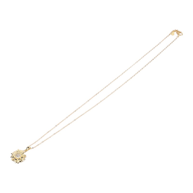 Pendant Necklace 925 Silver Sunflower Shape Gold Exquisite Shiny Elegant